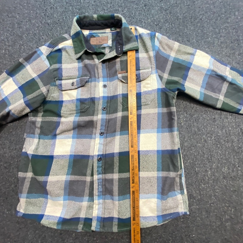 Orvis Flannel Shirt Sz M Mens Green Blue Plaid Gorpcore Outdoor Heavyweight Top - Picture 6 of 8